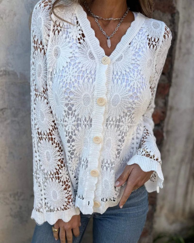Nalie | Crochet Lace Button Cardigan