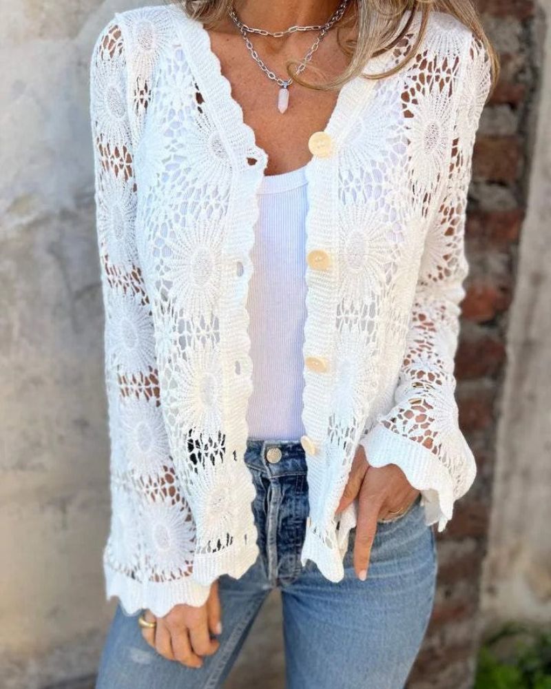 Nalie | Crochet Lace Button Cardigan