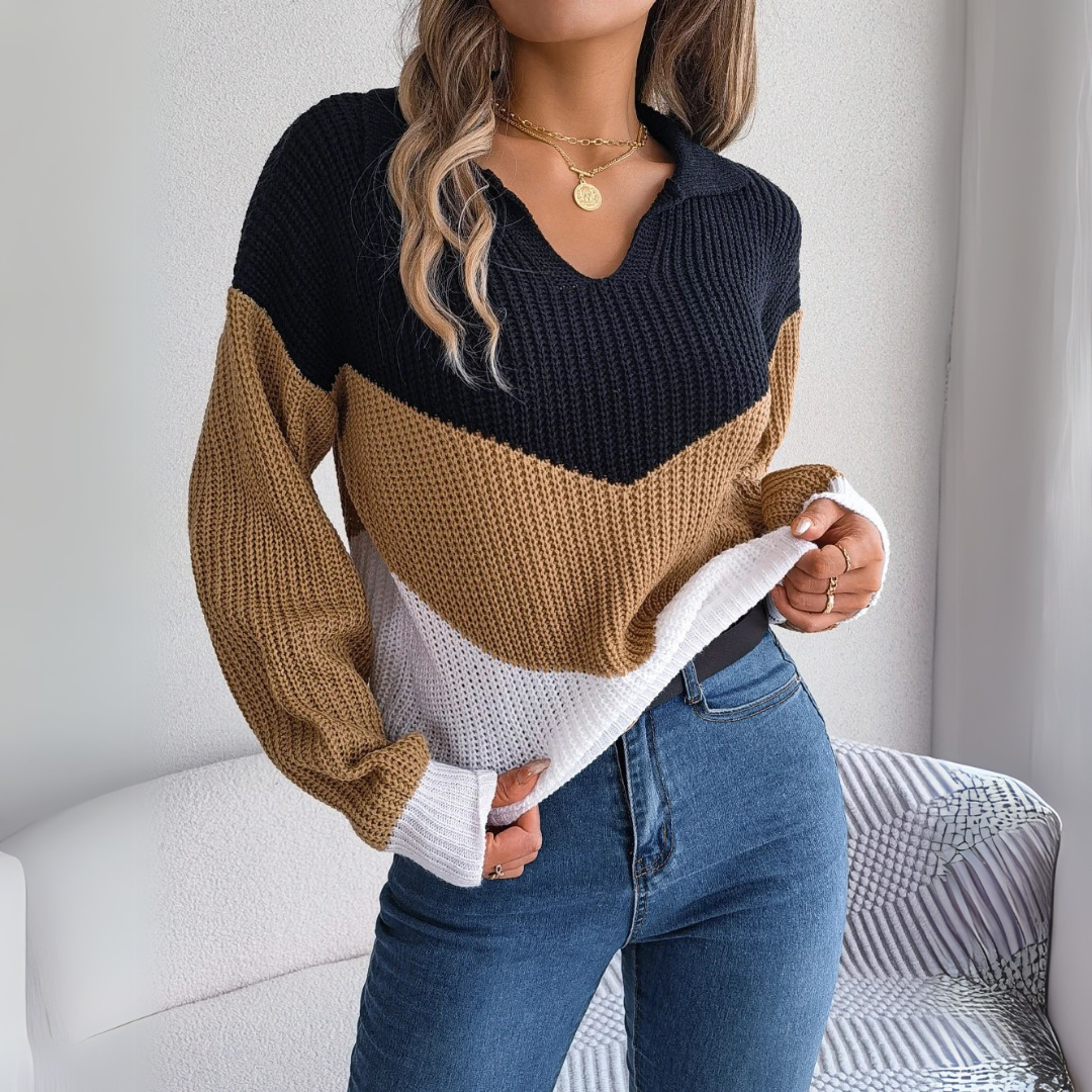 Begoña | Patchwork sweater with lantern sleeves