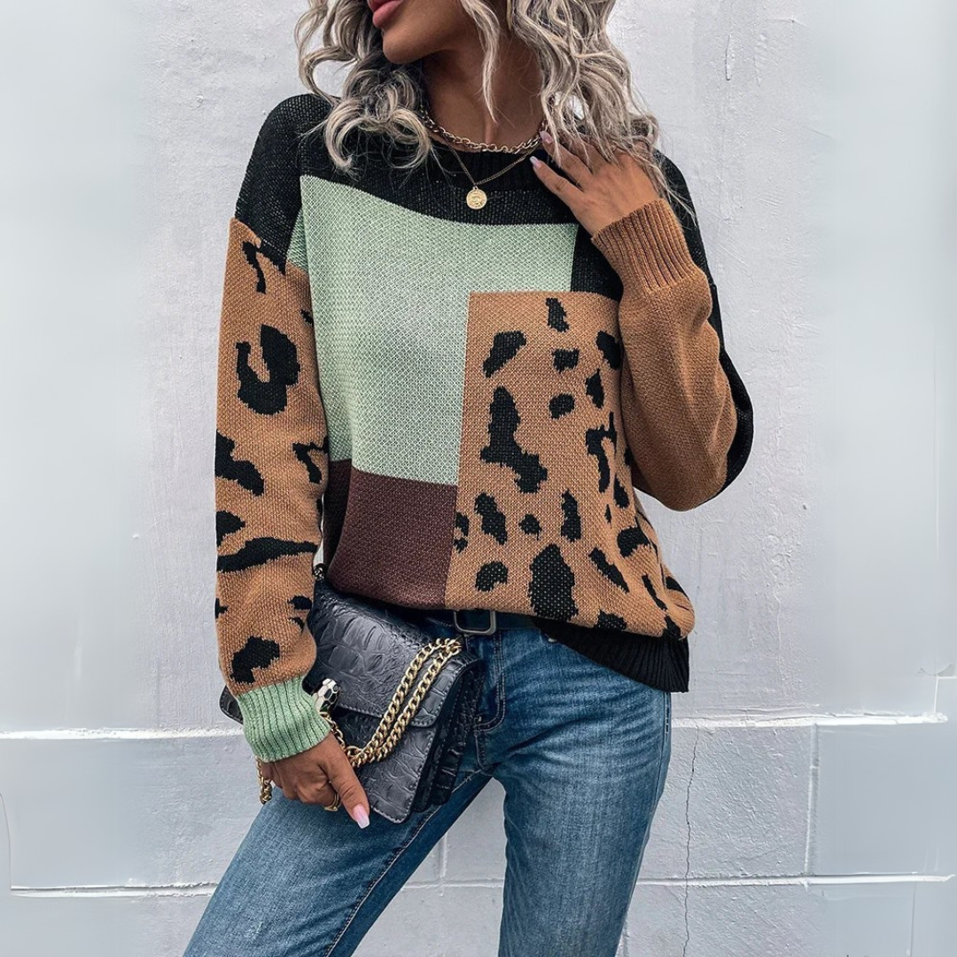 Sara | Vintage Leopard Patchwork Hoodie