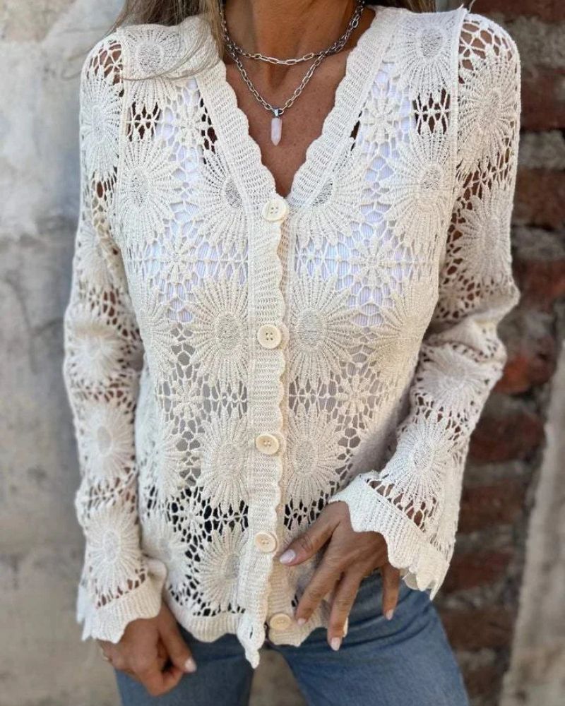 Nalie | Crochet Lace Button Cardigan