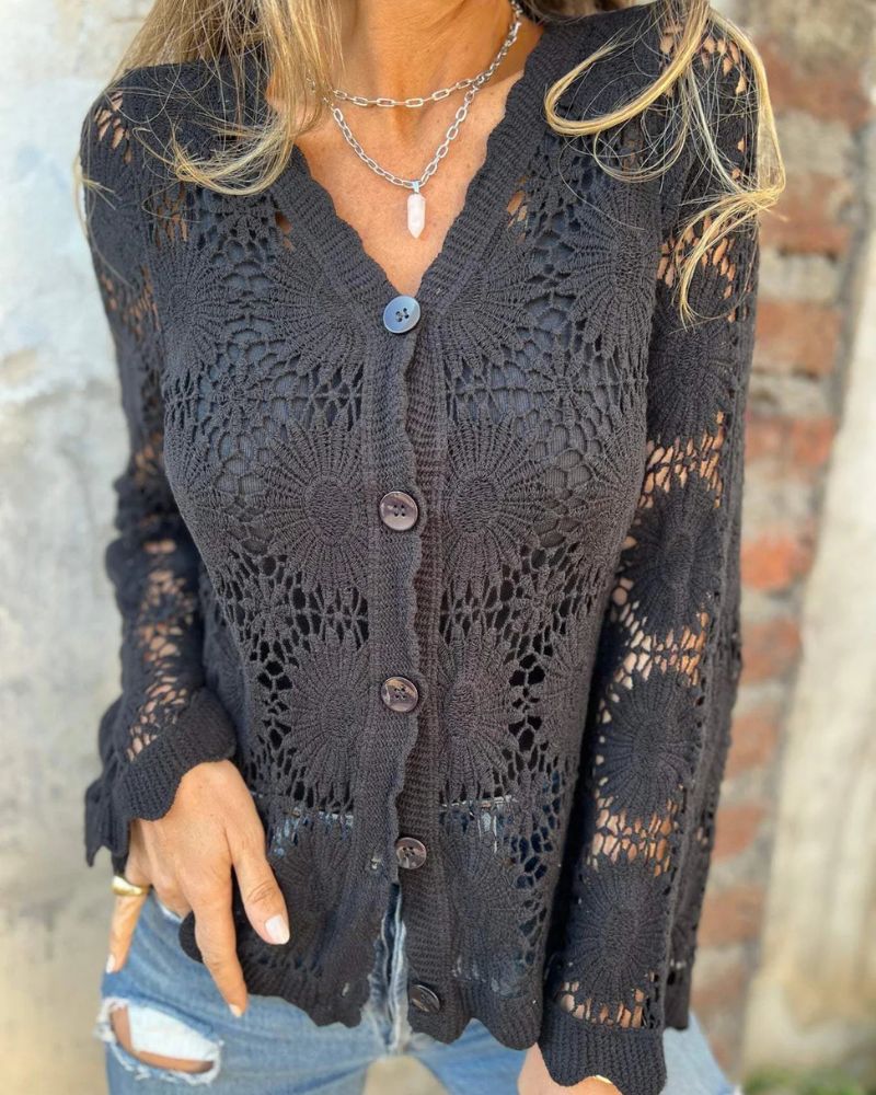 Nalie | Crochet Lace Button Cardigan