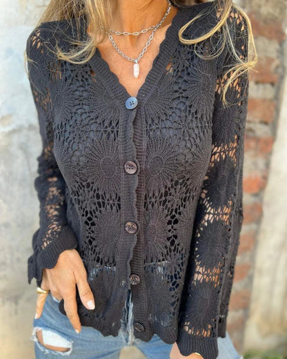 Nalie | Crochet Lace Button Cardigan