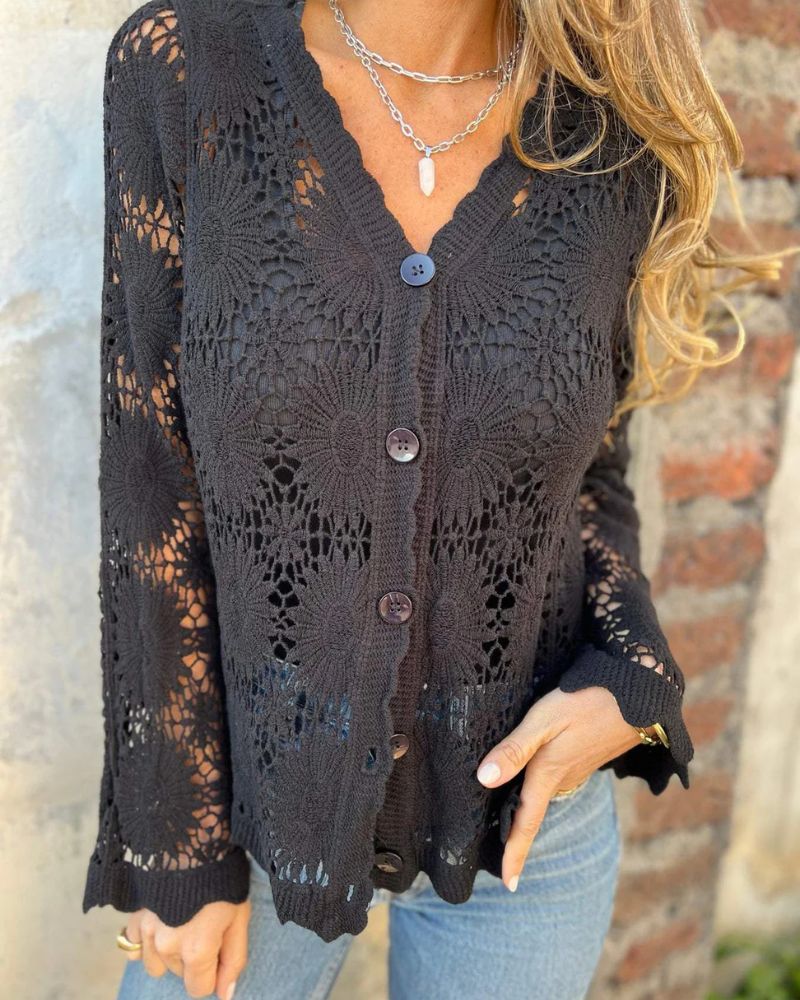 Nalie | Crochet Lace Button Cardigan