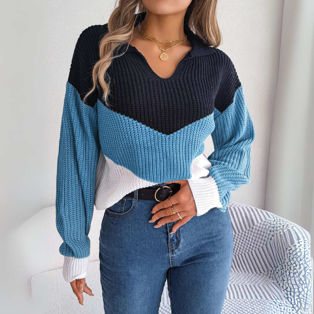 Begoña | Patchwork sweater with lantern sleeves