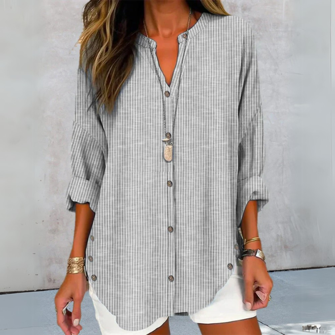 Lucida | Elegant V-neck top with timeless striped pattern