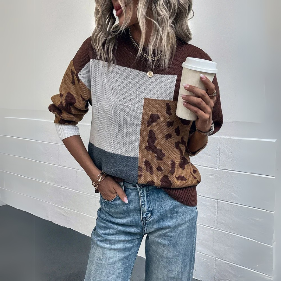 Sara | Vintage Leopard Patchwork Hoodie