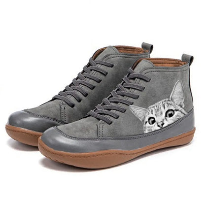 Léonie | Playful cat-patterned high-top sneakers