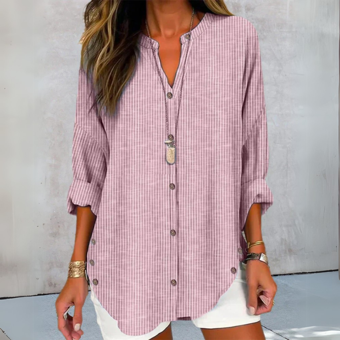 Lucida | Elegant V-neck top with timeless striped pattern