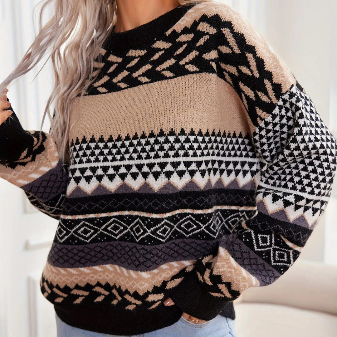 Alejandra | Retro knit sweatshirt with contrast