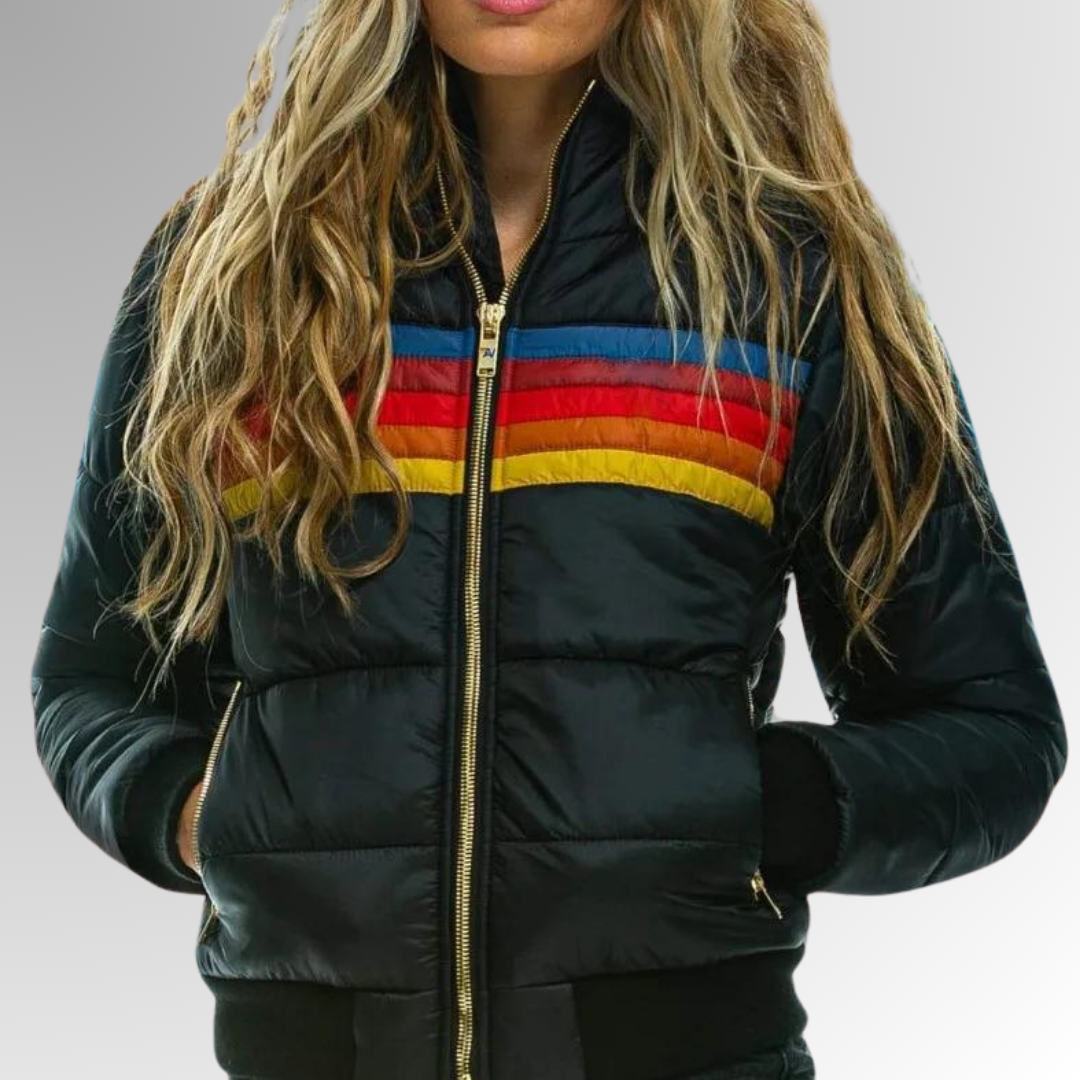 Tessa | Rainbow Stripe Zip-Up Jacket