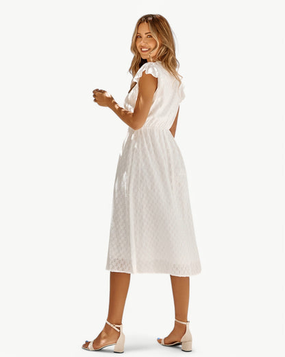 Belicia | Dress with V-neck and ruffled sleeves