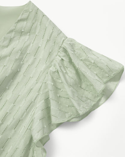 Belicia | Dress with V-neck and ruffled sleeves