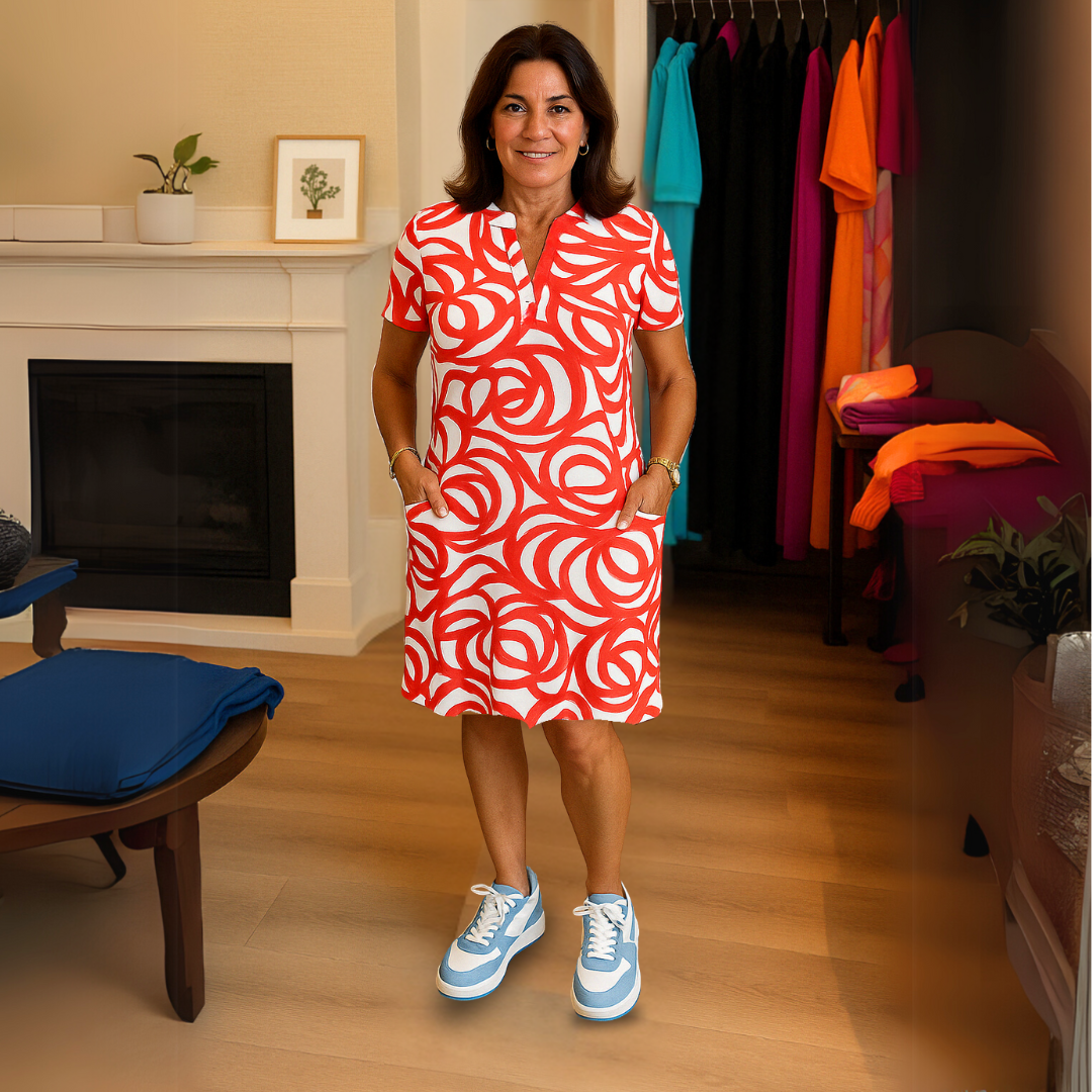 Monique | Printed dress with V-neck