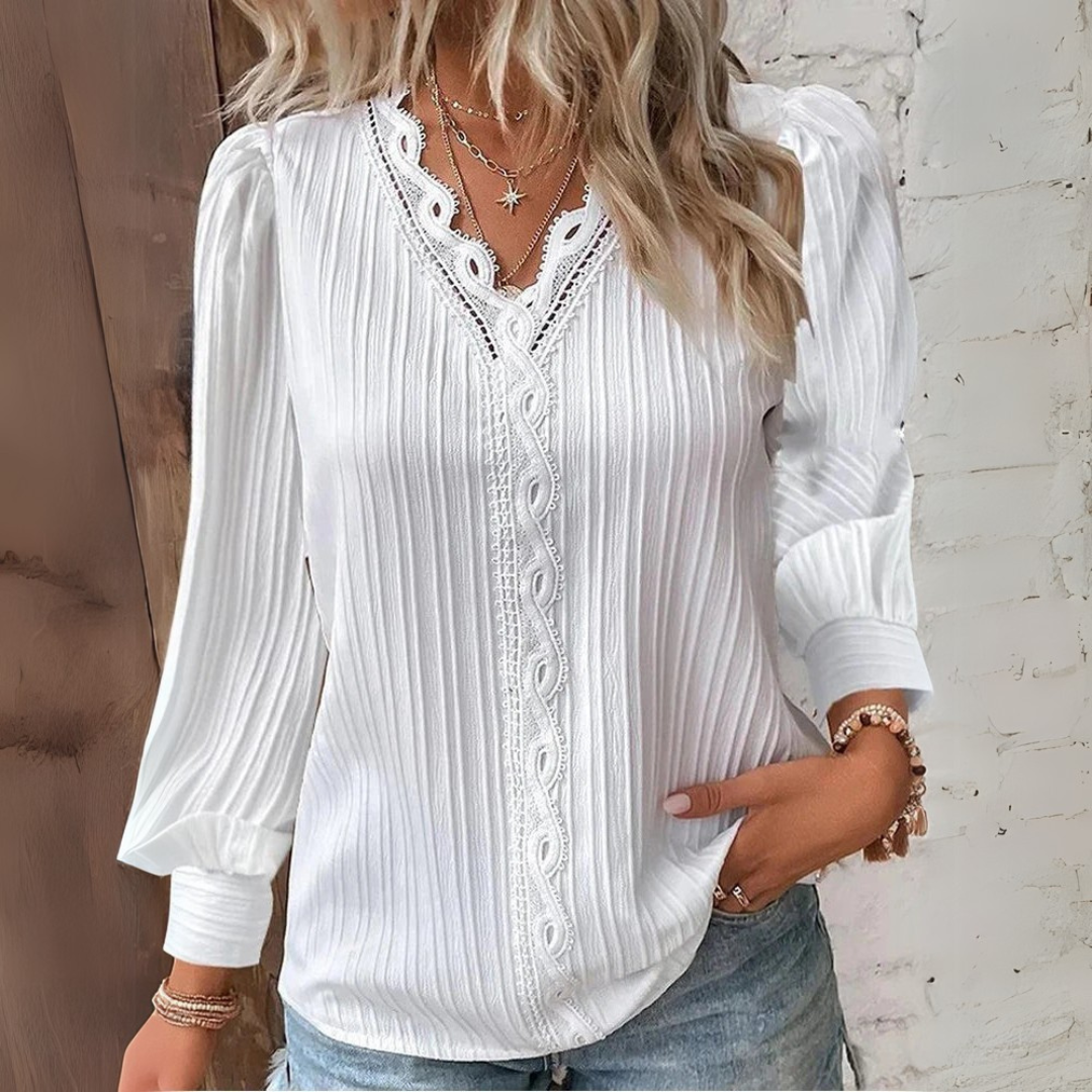 Melinda | Chiffon blouse with lace details