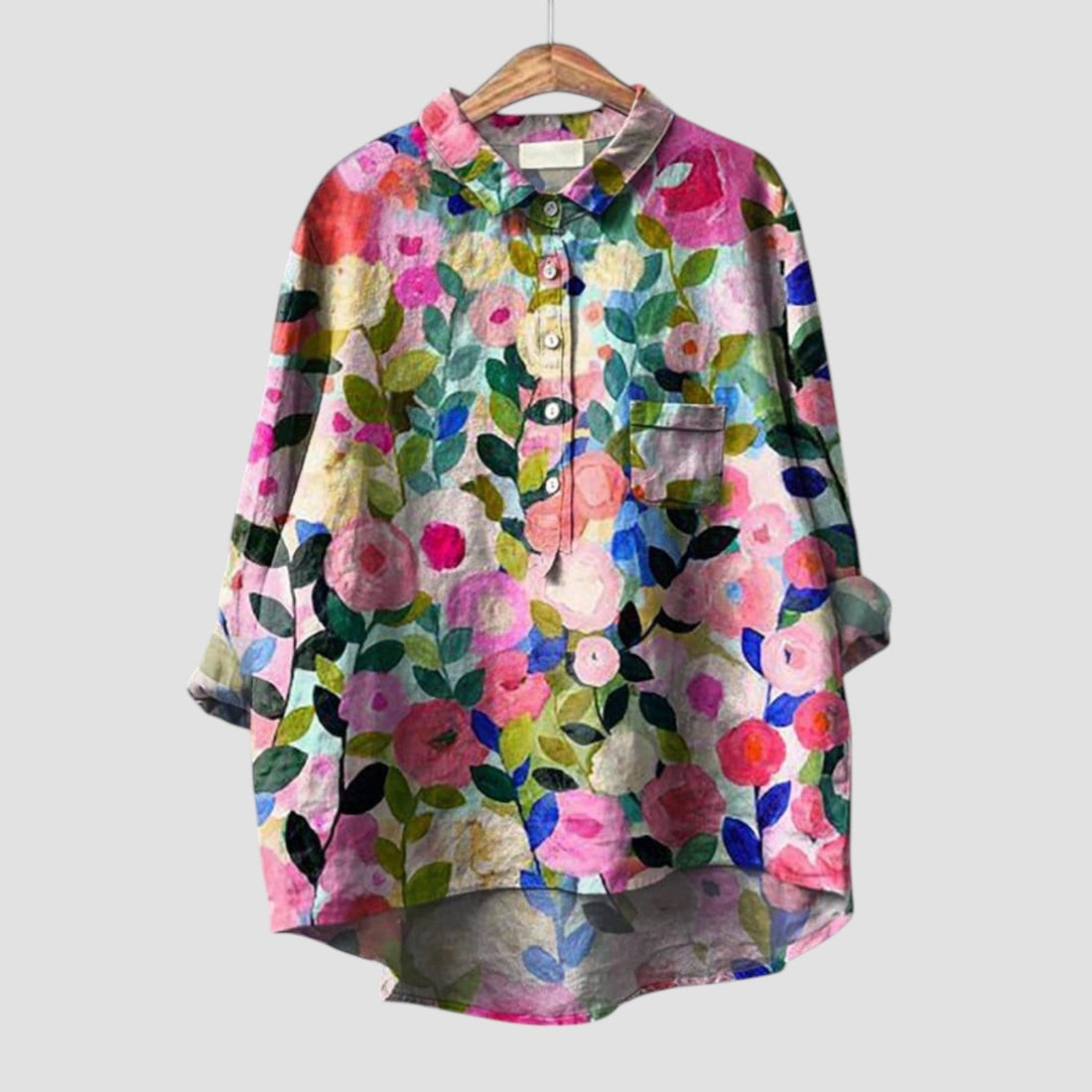 Alfonsina | Oversized shirt with watercolor floral print