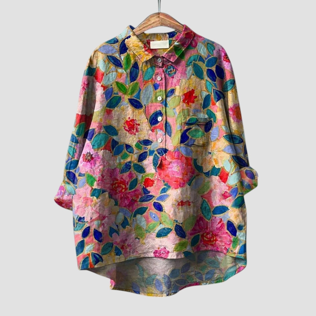 Althea | Oversized shirt with multi-colored floral print