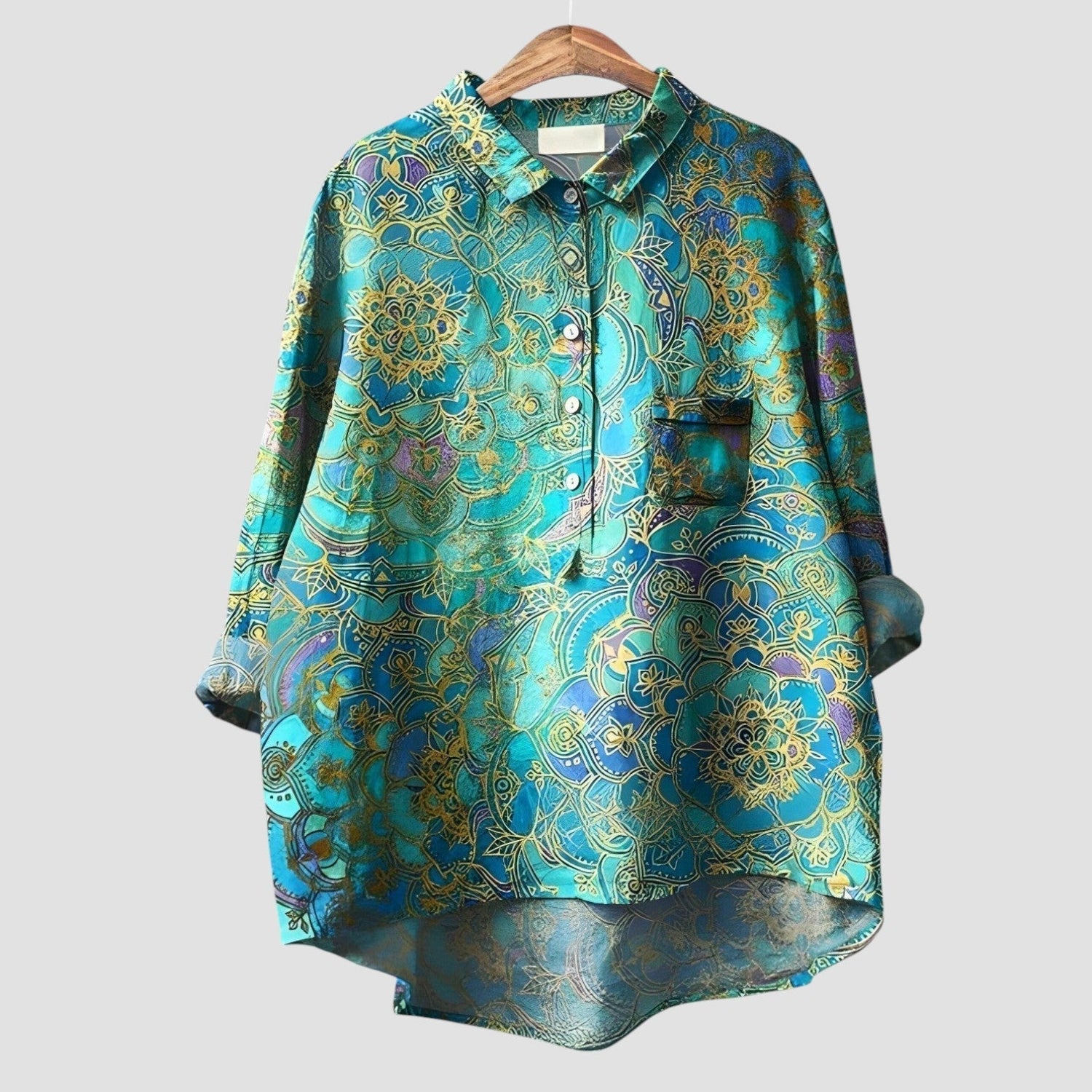 Camilla | Oversized shirt with gold mandala pattern