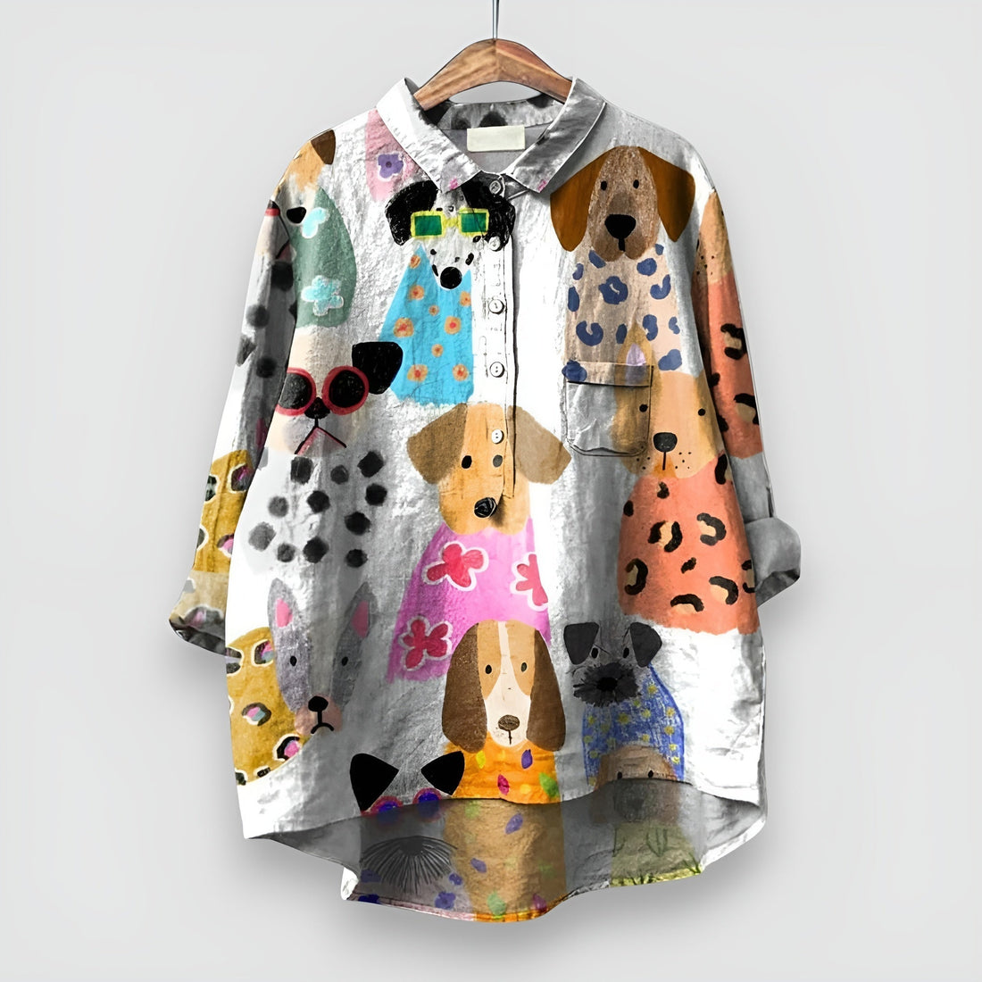 Elvira | Oversized shirt with stylized dog print