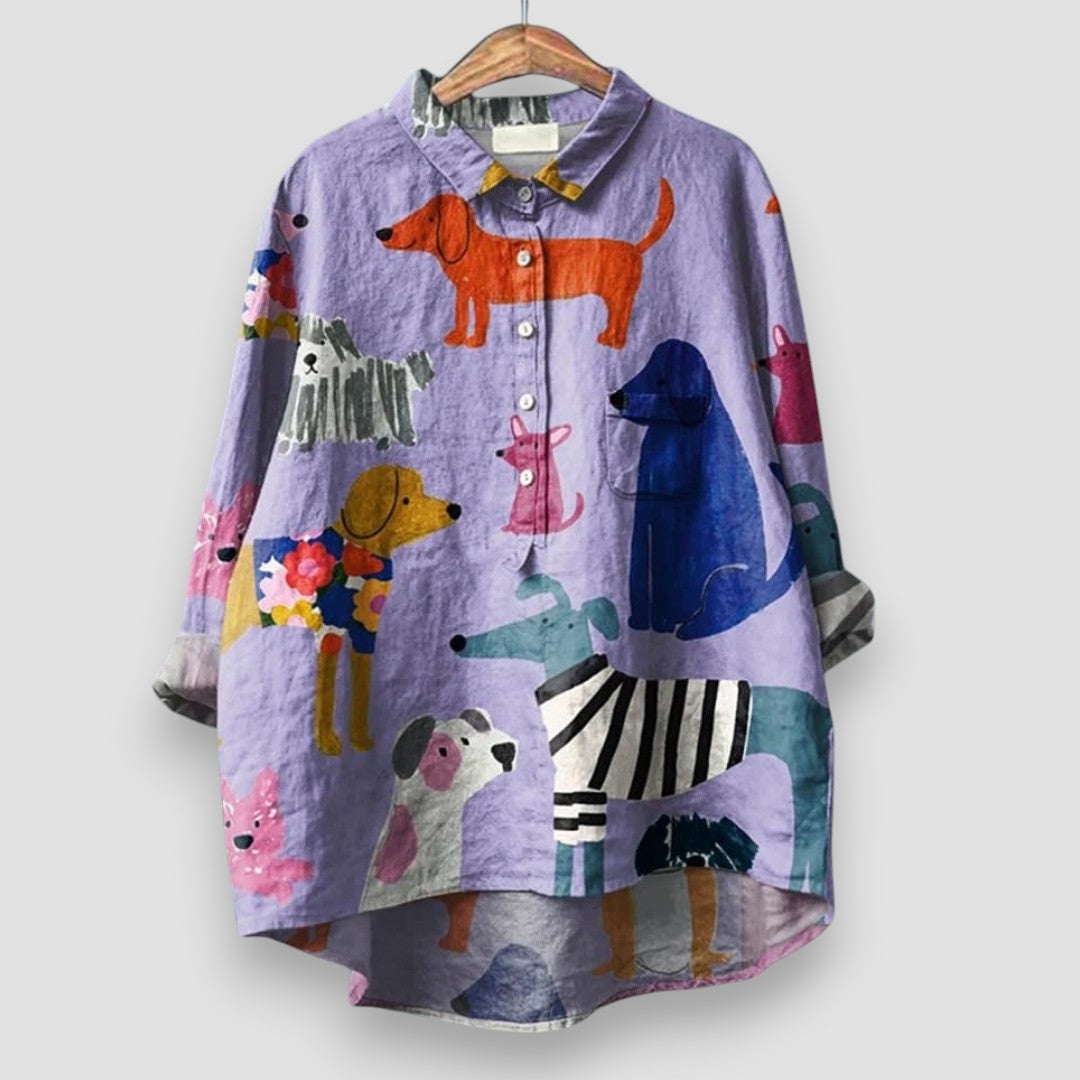Natalina | Oversized shirt with artistic dog print