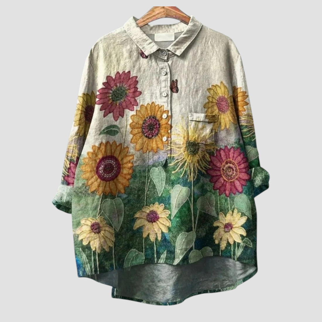 Liana | Oversized shirt with sunflower and daisy print