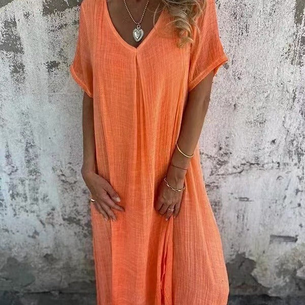 Naia | Lightweight cotton and linen V-neck dress