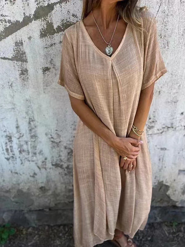 Naia | Lightweight cotton and linen V-neck dress