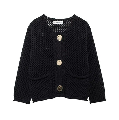Violet | Knitted jacket with gold buttons