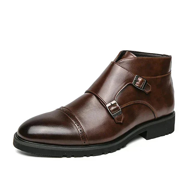 José | Double monk leather ankle boot with buckles