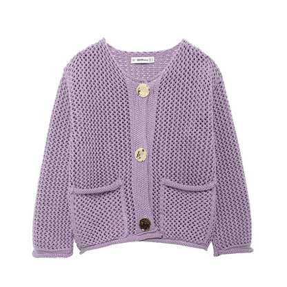 Violet | Knitted jacket with gold buttons