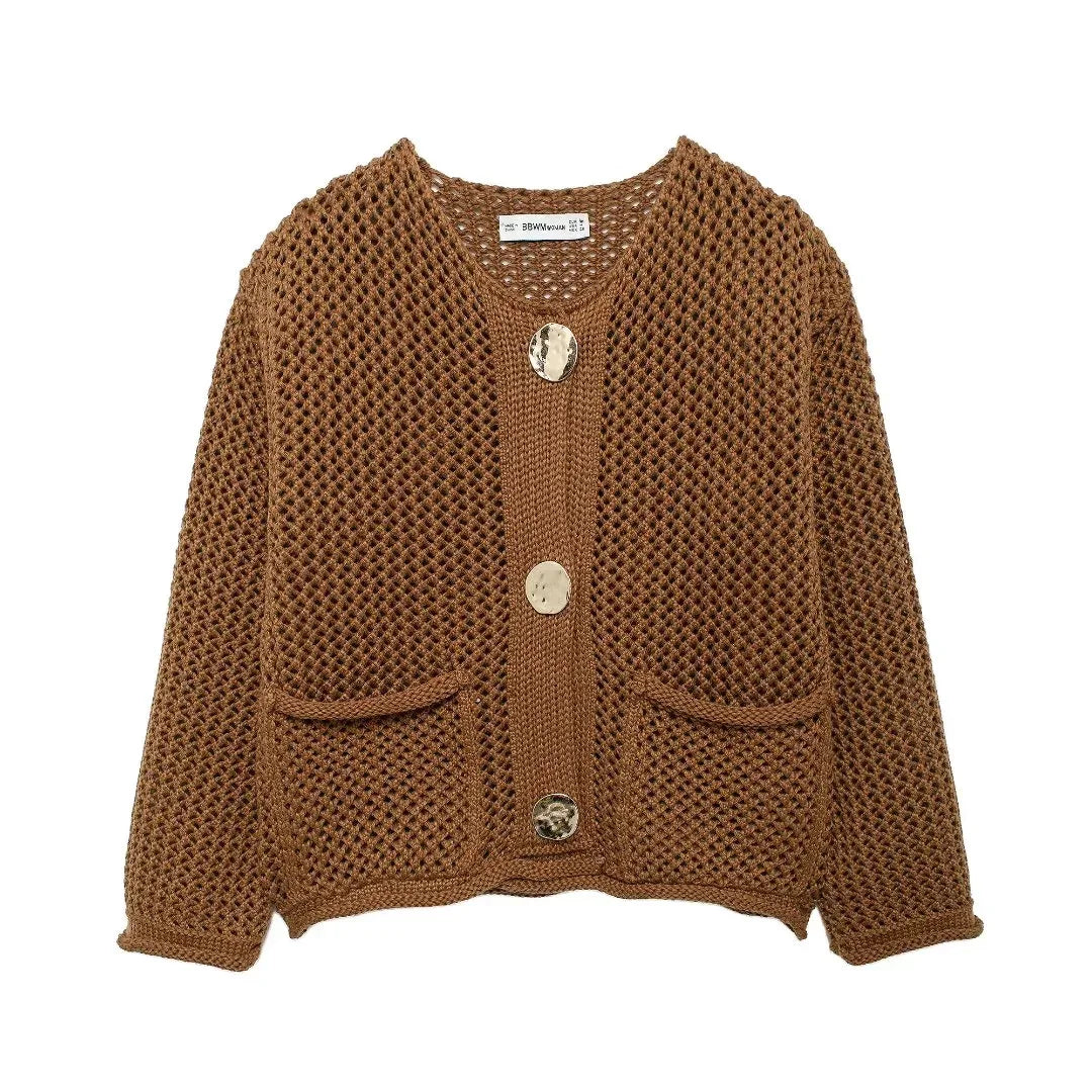 Violet | Knitted jacket with gold buttons