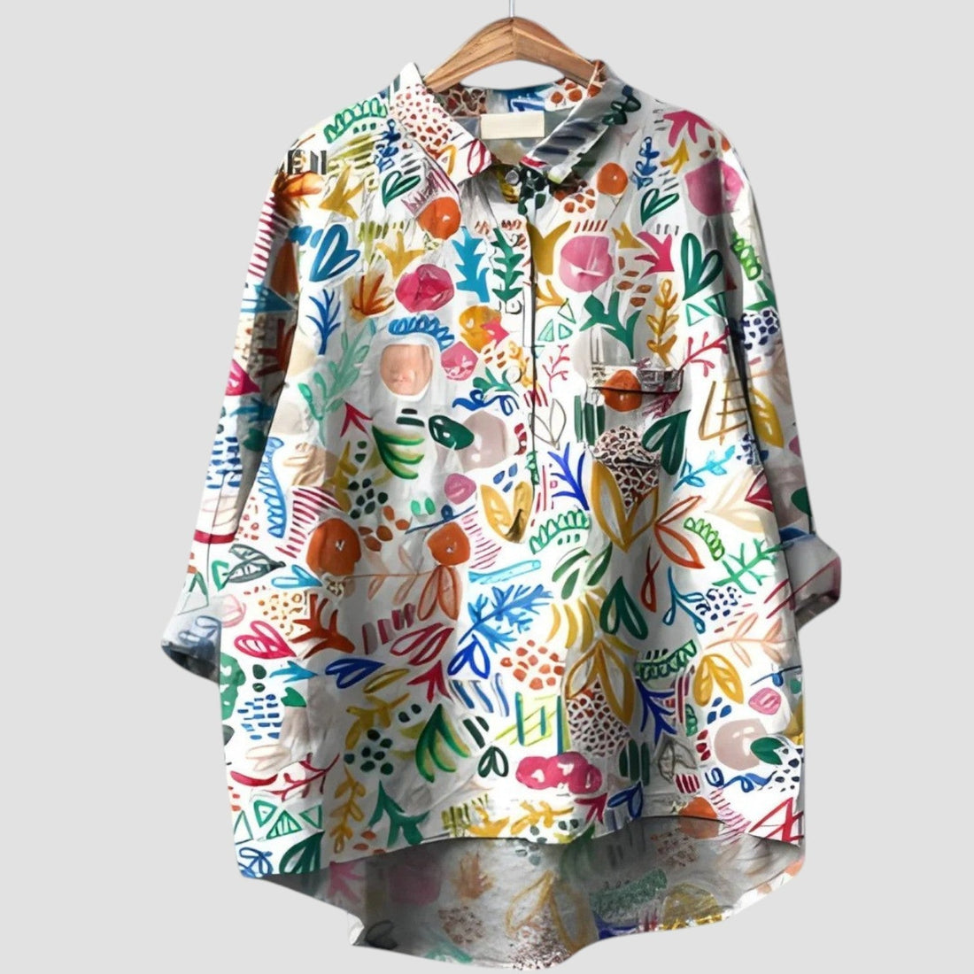 Sabrine | Oversized shirt with multicolored abstract print
