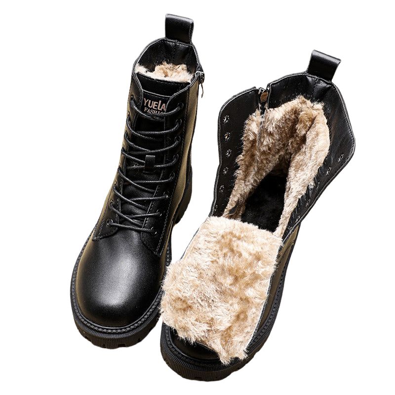 Inés | Black leather winter boots