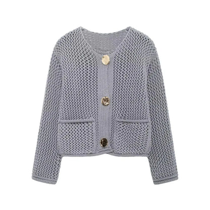 Violet | Knitted jacket with gold buttons