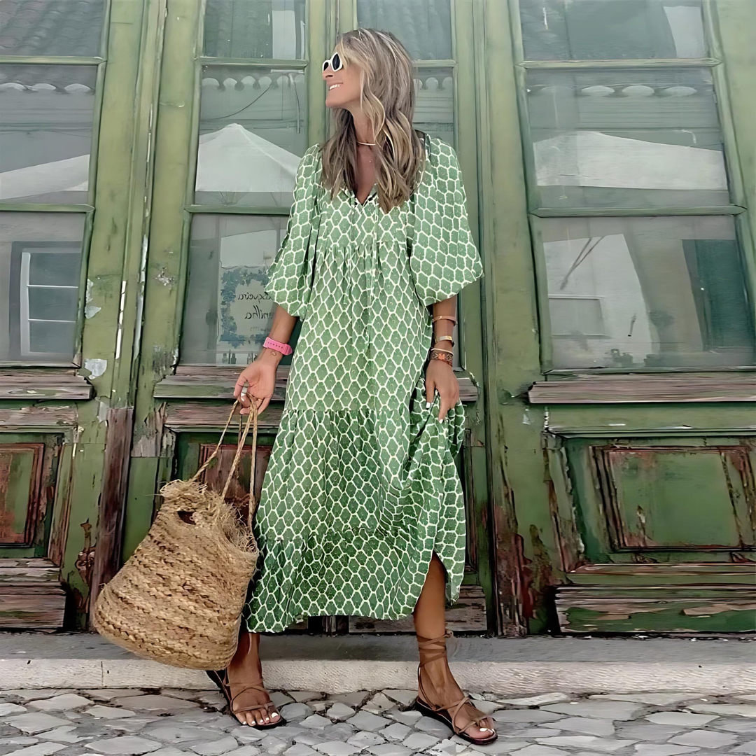 Luzia | Fresh midi dress with ethnic print
