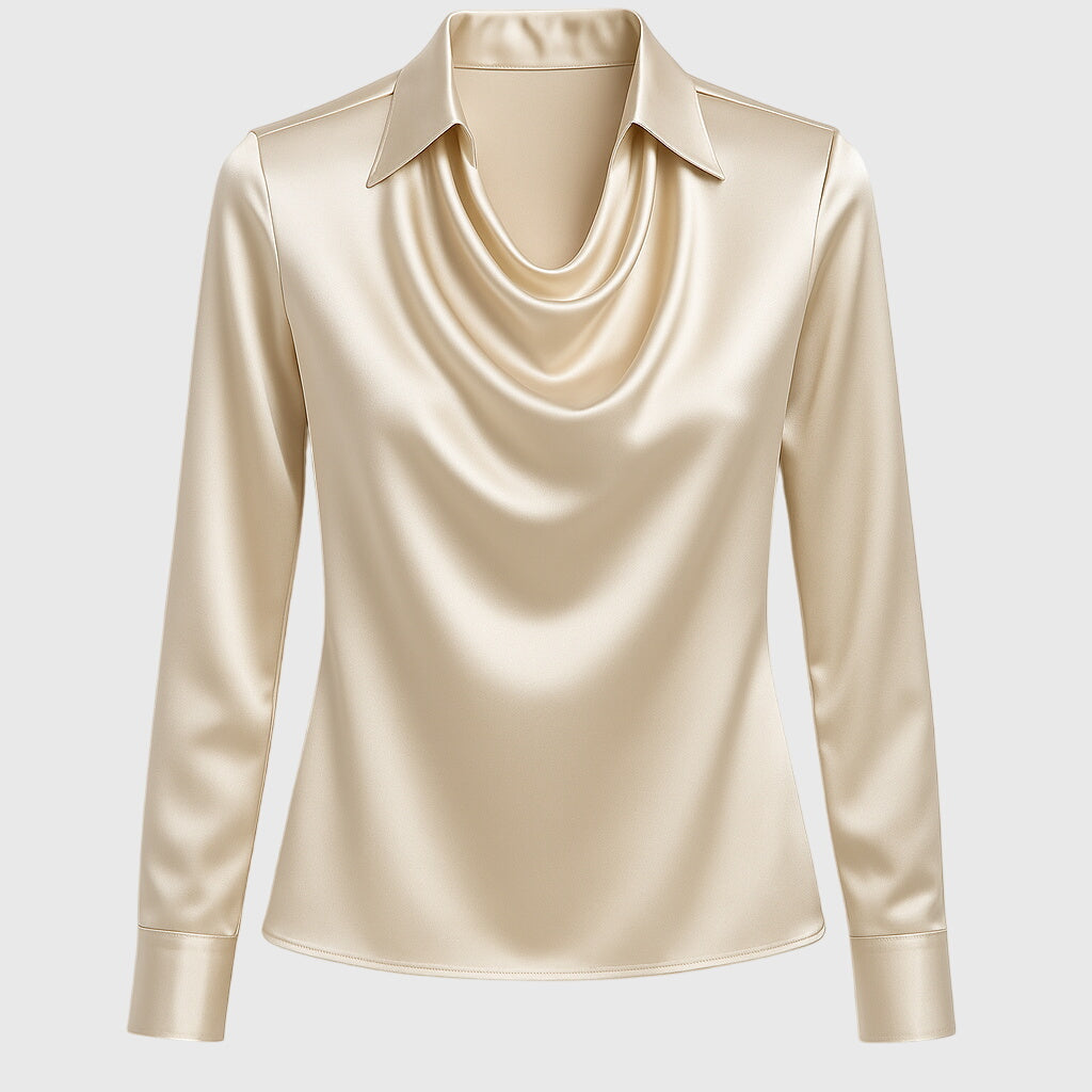 Sylvie | Blouse with luxurious shine and pleated collar