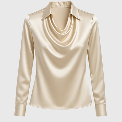 Sylvie | Blouse with luxurious shine and pleated collar