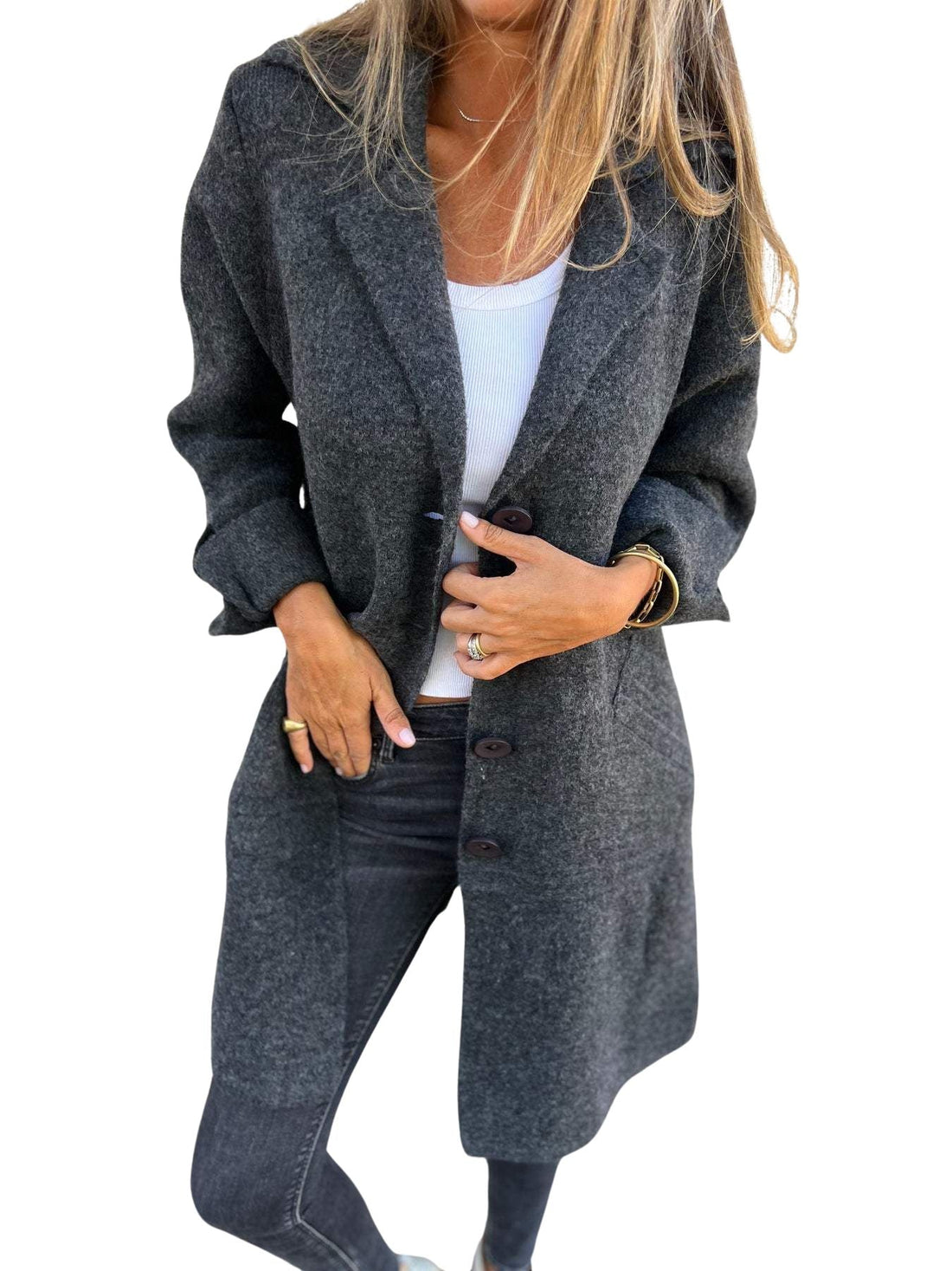 Magdalena | Casual long coat with lapels