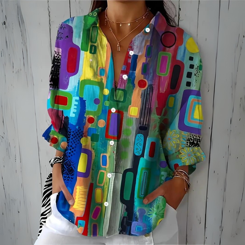 Edna | Elegant Geometric Pattern Blouse