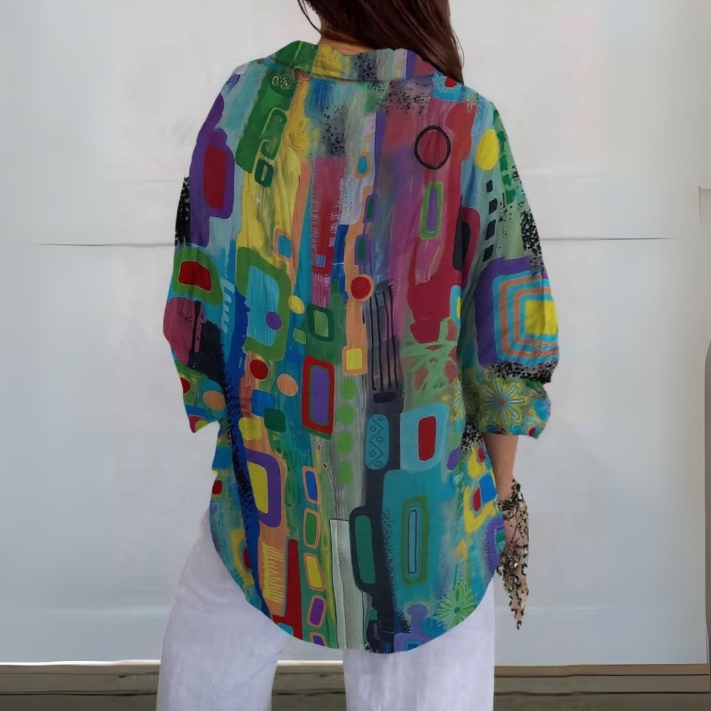 Edna | Elegant Geometric Pattern Blouse