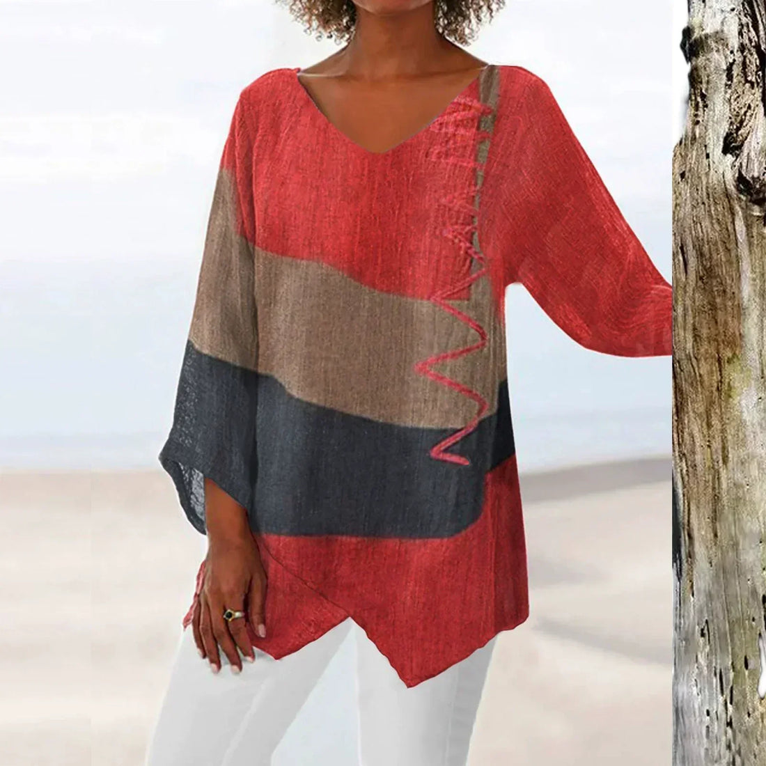 Hélène | Asymmetrical blouse for women with a bohemian style