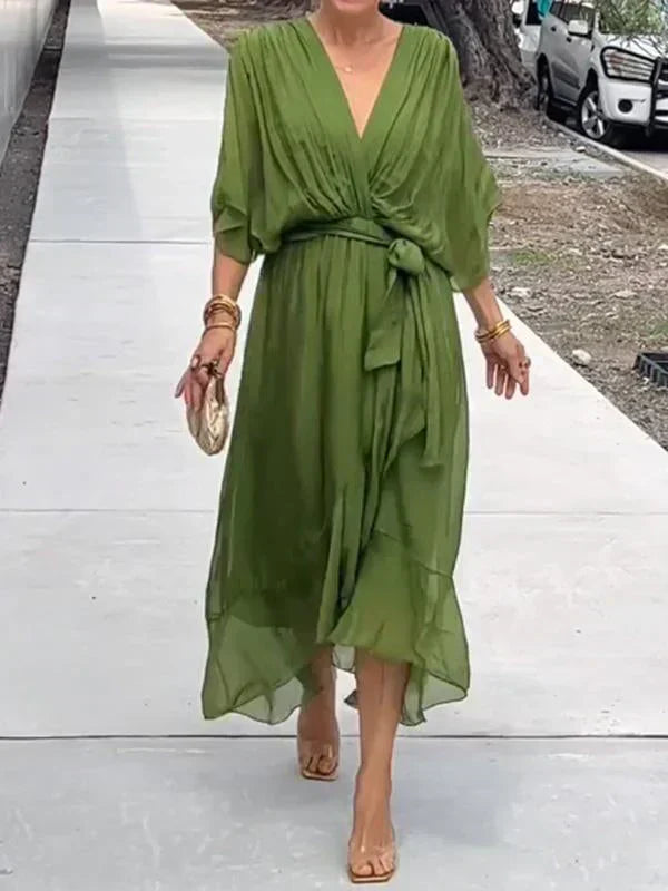 Monica | Chiffon dress with V-neck