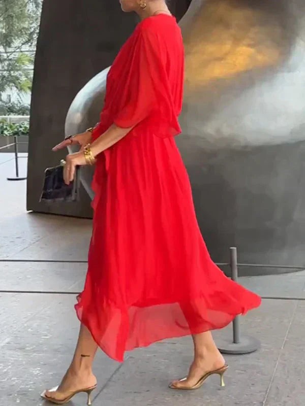Monica | Chiffon dress with V-neck